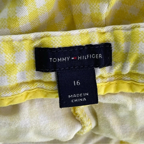 Tommy Hilfiger Checkered Yellow And white crop pants medium raise - Picture 2 of 5
